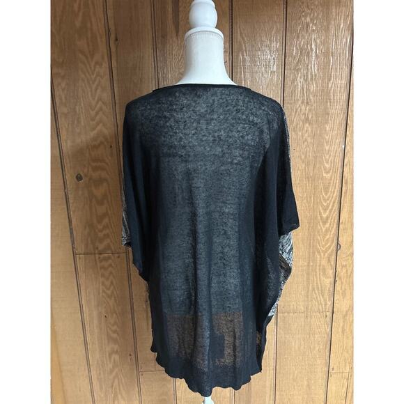 Eileen Fisher 100% Organic Linen Women’s Poncho Fall Layering Black Gray Witchy - Picture 3 of 6